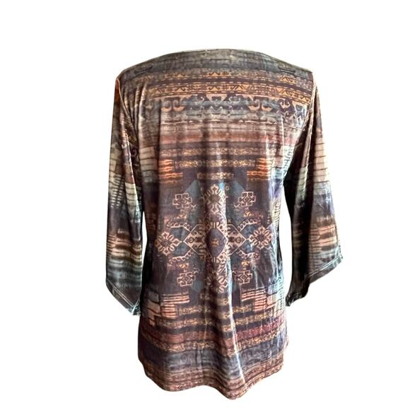 One World Velvet Print Top Sequin & Lace Trim LRG Whimsygoth Forest Fairy Grunge - Picture 3 of 10